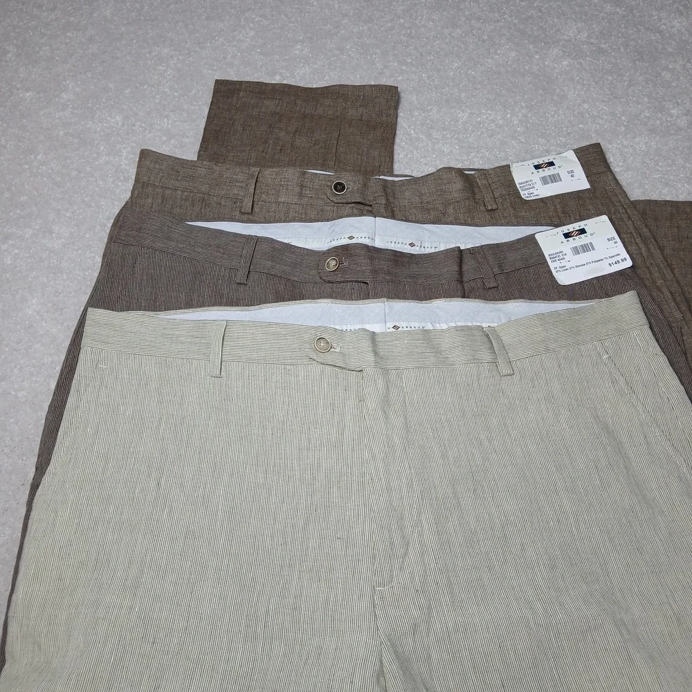3 NWT Joseph Abboud Nova Fides Dress Pants Size 40 Viscose Poly Tan/Brown